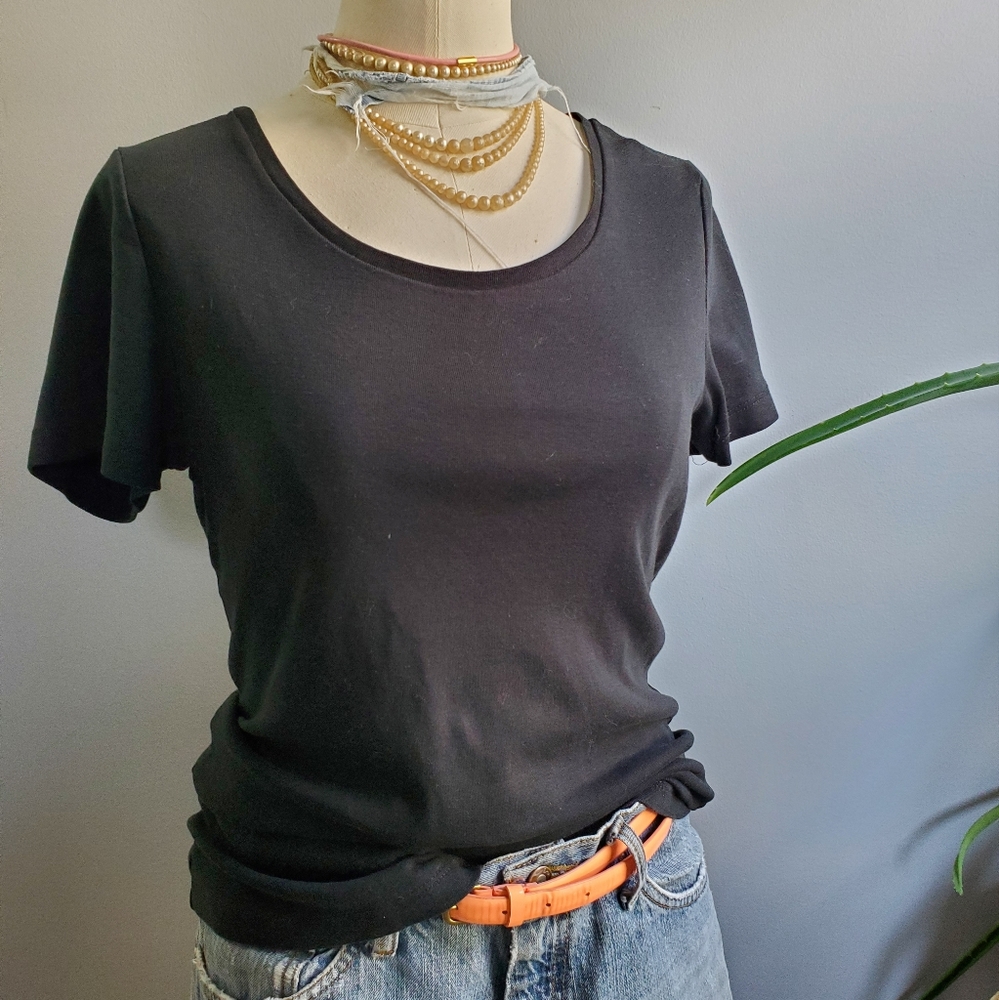 J. Crew 100% Cotton Plain Black Tee